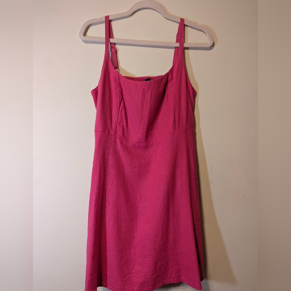 Old Navy Fuchsia Dress - Fit & Flare Linen-Blend Mini Dress